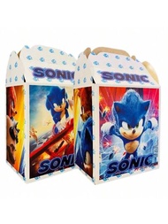 50 Cajas para Dulceros Personaje Sonic para Fiesta Aguinaldos Colores Dulceras Cajita Adorno Regalo Bolo Volo Pascua Posada Recuerdo Decoracion Cumpleaños