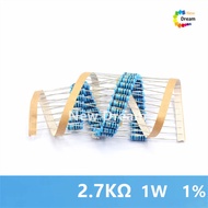 100PCS 1W metal film resistor accuracy 1% five color ring 2.7K ohms