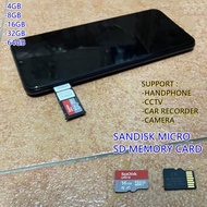 Micro SD San Disk Memory Card 64GB 16GB 8GB 4G Car Recorder/Handphone/Camera/Radio/Cctv Kad Simpanan