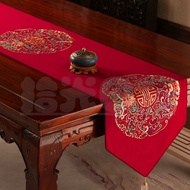 [Chinese Table Runner] Chinese Style Cotton Linen Embroidered Tea Table Runner Tea Table Cloth Bed R