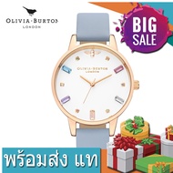 พร้อมส่งแทOlivia Burton นาฬิกาเรียบง่ายเบาสบาย ๆ Swarovski เครื่องชั่งสีสันคริสตัล Swarovski นูนสามม