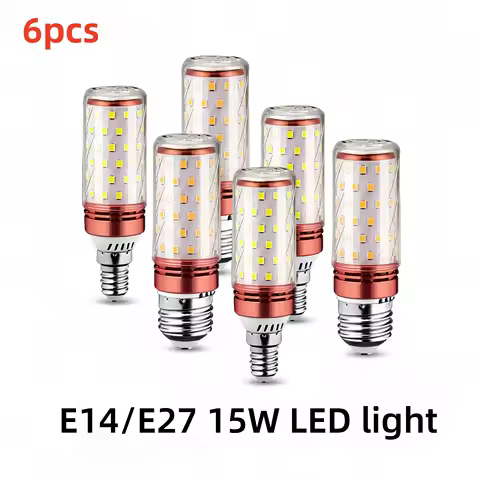 6pcs LED Corn Lamp15W 110 220V Strong Light 3000K 4000K 6000K E27 E14 Lamp Holder Home Emergency Lig
