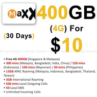 M1 Maxx $10 | 400GB 30 Days Plan Top Up | 300min IDD | Recharge | Renewal | M1 Maxx