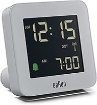 Braun Digital Radio Controlled Alarm Clock For Central European Time Zone (DCF) with Snooze, Negativ