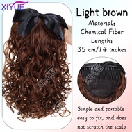 XIYUE Synthetic Bow Hair Accessories Wig Female Curly Ponytail Wig Retro Curly Hair Comb Wave Curly