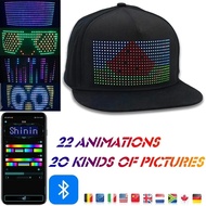 LED Hip Hop Cap RGB Bluetooth  Luminous Scrolling Message Baseball Cap  APP Control Party Customized