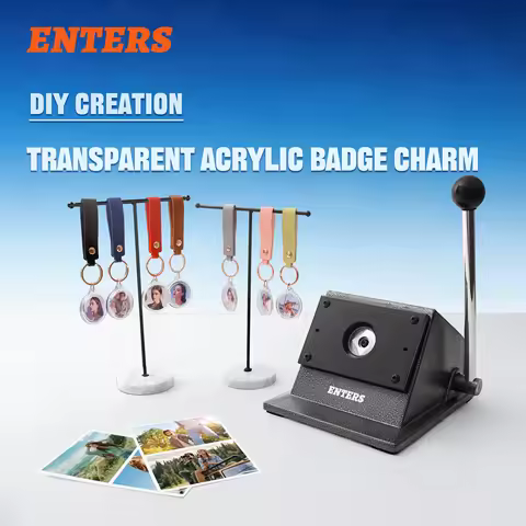35mm Round Photo Paper Cutter With 100 Sets Key Chain DIY Materials