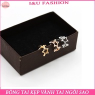 Cute star-shaped ear clip earrings for women in 3 colors: silver, gold, rose gold (1 piece - Color o