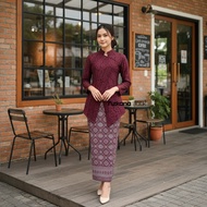 Kebaya Jngan Burgundy Luxurious Simple Party Dress Invitation Outfit Graduation School Trendy 2026