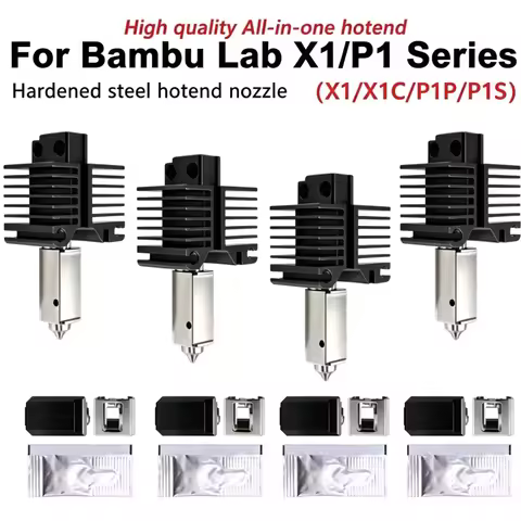 Upgrade Hotend For Bambu Lab X1/X1C Hot End For Bambulab P1P/P1S Hardened Steel Nozzle 0.2/0.4/0.6/0