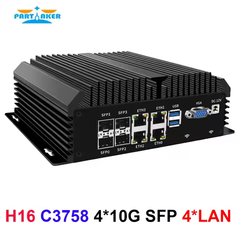 Micro Firewall Appliance 4x10G SFP+ 4xi226-V 2.5G LAN Intel Atom C3758 8 Core Home Server Soft Route