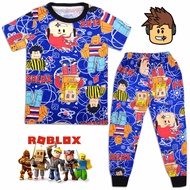 (1Y-11Y) BLUE R0BL0X Full Cotton Kids Pajamas - Pyjamas Slenak Lelaki Kartun Sedondon