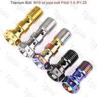 Tgou Titanium Bolt M10 Pitch 1.0/1.25 Single Double hole oil drain Flange oil pipe screw Banjo with 