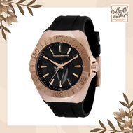 Technomarine 120009 Cruise Monogram Black Dial Rosegold Bezel Black Silicone Strap  45mm Men's Watch