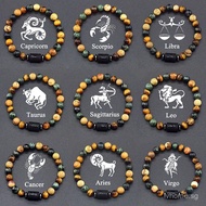 12 Zodiac Sign Bracelet Natural Stone Rope Chain Jewelry for Women Men Aries Leo Virgo Libra