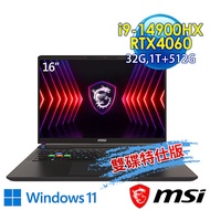 【限時下殺↘】msi微星 Vector 16 HX A14VFG-250TW 16吋 電競筆電(i9-14900HX/32G/1T SSD+512G SSD/RTX4060-8G/Win11-雙碟特仕版)