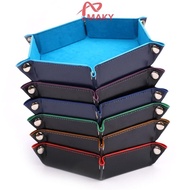FSSG Foldable Dice Tray Box PU Leather Folding Hexagon Coin Square Tray Dice Game HOT