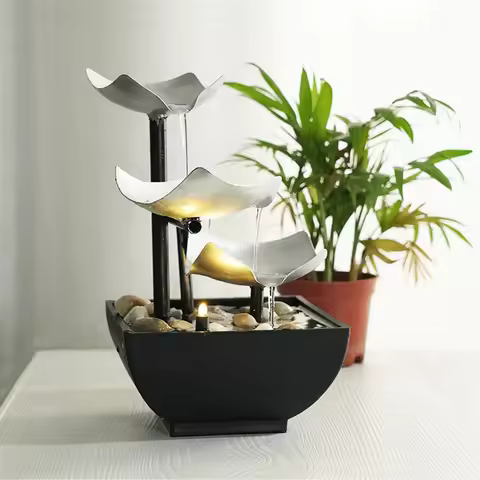 Desktop Fountain 3 Layer Relaxation Automatic Pump With Power Switch Ultra-deep Sink For Indoor Home