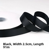 Pure Black Polyester Satin Ribbon Wedding Ribbon 1.5cm Wide Colorful DIY Weaving Silk Material for H