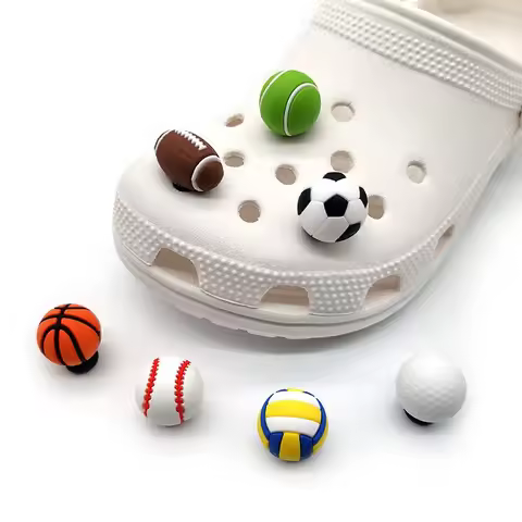 1pc 3D Footballs Soccer Basketball Shoe Charms For Men Boys Kids Baseball Shoe Decorations Pins For 