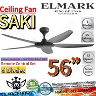 🔥 New Elmark Saki Ceiling Fan 56 inch Remote Control (DC Motor) 5 Blade 12 Speed Ceiling Fan Kipas E