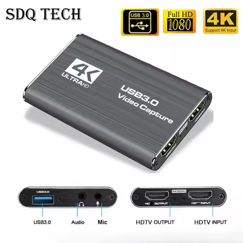 Video Capture Card Box 4K HDMI-Compatible 60Hz 30Hz USB 3.0 1080P 60fps 30fps Live Recorder Grabber 