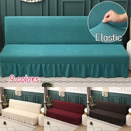Elastic Solid Color Sofa Bed Cover Armless Sarung Sofa Cover with Skirt Sofa Cushion Cover Furniture Protector Slipcover