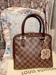 法國專櫃精品名牌 Louis Vuitton 路易威登 LV   經典咖啡色棋盤格紋 棋盤格 方型 手提包 豆腐包 燙金雙拉鍊開口 優雅方包 手提包 絕版復古