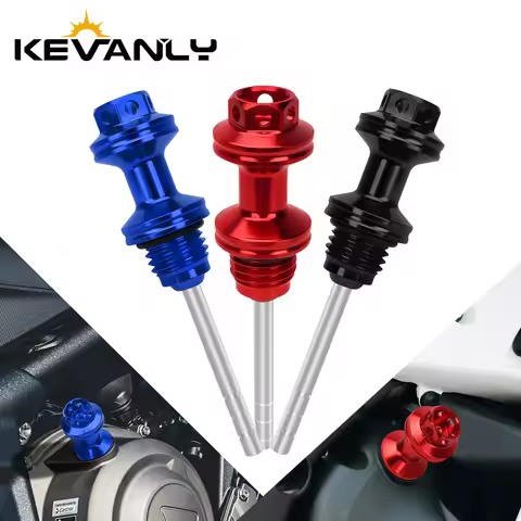 1pc Motorcycle Scooter Engine Red Blue Black Gold Silver Aluminum Oil Dipstick Filler Cap Plug Engin
