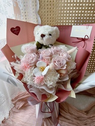 【情人節花束】flower-of-life 溫柔的棲所 小熊永生玫瑰花束