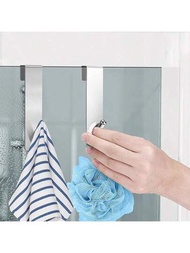 1入組不鏽鋼玻璃門後淋浴毛巾架S形浴室浴袍掛鉤掛架