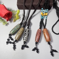 Tibetan 9-eye Dzi stone bead necklace - T0361