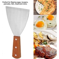Wooden Scrapper Burger flipper Food Grade Teppanyaki Stainless Scapper Steak Shovel Wood Handle/sudi