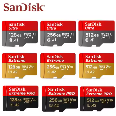 100% Original SanDisk Micro SD Card A1 A2 Memory Card 32GB 64GB 128GB 256GB 512GB 1TB microSD TF Car