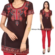 [Size 3XL(48) to 4XL(50)] Crepe Short Sleeve Kurti - Top only
