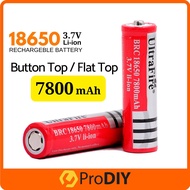 Bateri Boleh Cas Semula 18650 3.7V Flat Top / Button Top Rechargeable Battery 7800mAh ( 1 pcs / Wholesale )