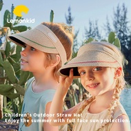 Lemonkid Children Straw Hat Block UV Sun Hat Wide Brim Sun Visor Elastical Adjustable 2-12 Years Boys and Girls LK2240084