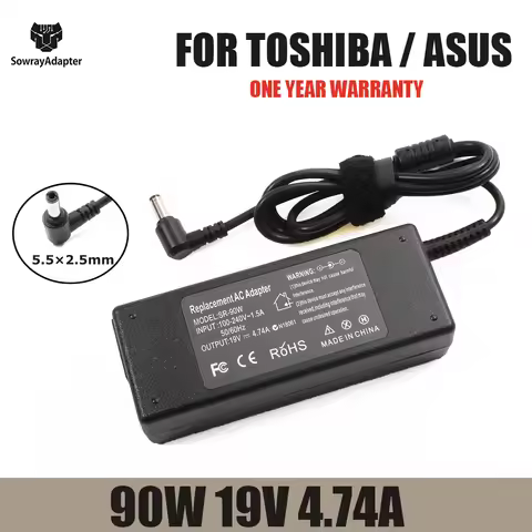 19V 4.74A 90W 5.5*2.5mm Laptop Charger Power For ASUS Toshiba/Lenovo Adapter A46C X43B A8J K52 U1 U3