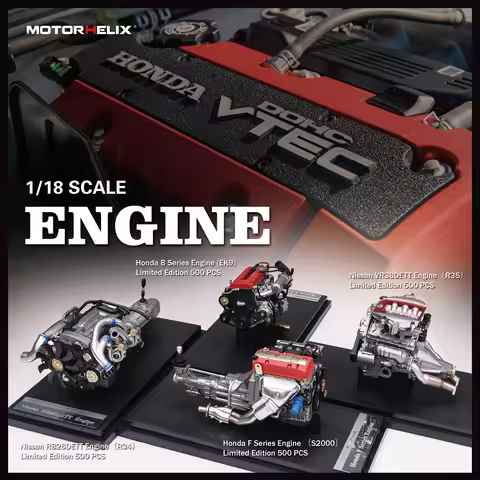 Diecast MH Car Model Engine R34 R35 EK9 S2000 FD2 FL5 AE86 W221 EVO GTA EJ20 13B-REW 1:18