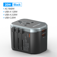 Vention 20W Global Universal Travel Adapter International Charger with 2 USB Ports Fast Charging Adapter for iPhone 15 14 13 Samsung Galaxy S24 S23 Laptop PD Phone Charger