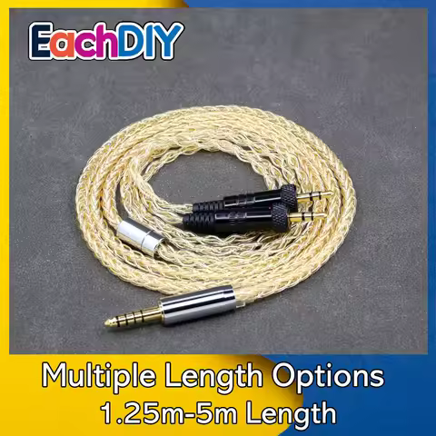 8 Core 99% 7n Pure Silver 24k Gold Plated Earphone Cable For Sony MDR-Z1R MDR-Z7 MDR-Z7M2 With Screw