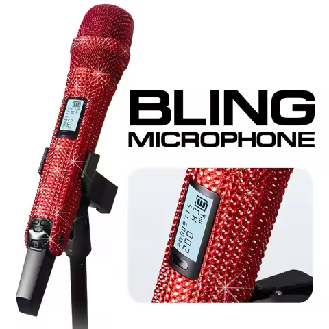 Sparkling Microphone G-MARK SKM9000 Diamond Wireless Handheld Mic Concerts Party For Clear And Stabl