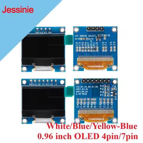 0.96 Inch IIC Serial White/Blue/Yellow OLED Display Module 128X64 I2C SSD1306 12864 0.96" LCD Screen