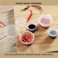 Sauce Container With Lid 1oz/2 oz /4 oz / Round Plastic Container Hinged Lid/Deli Container /Bekas S