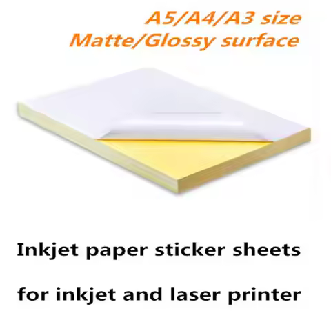 A5/A4/A3 Size High Glossy Self Adhesive Paper Sheet Label Yellow Liner Slit Sticker Paper