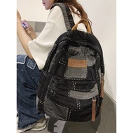 Backpack Washed Retro Stitching Denim Backpack