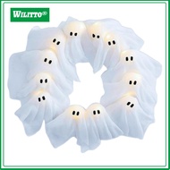 Battery-powered Halloween Decoration Halloween Ghost Wreath Spooky Handmade Ghost Wreath with Led Li