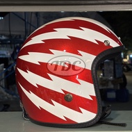 TDC helmet หมวกกันน็อคคลาสสิค วินเทจ เปิดหน้า ลายสายฟ้า