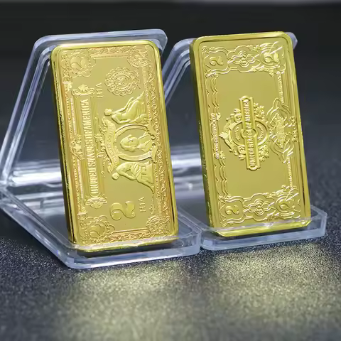 USD 2 Dollar Bullion 24k Gold Bar Gold Coin Commemorative Collectibles