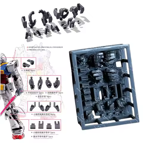 For RG 1/144 RX-78-2 Ver. 2.0 RX-78 RESIN Build Hands Knuckles Option Unleashed Stands Vulcans Parts